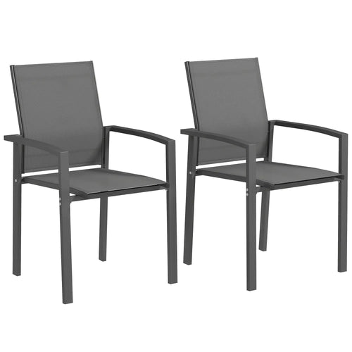 Stackable Outdoor Garden Chairs, Set of 2, Dark Grey