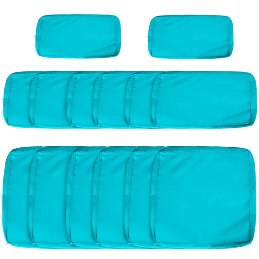 14pc Patio Rattan Sofa Set, Polyester Cover Replacement, Light Blue Patio Chair Cushions Light Blue at Gallery Canada