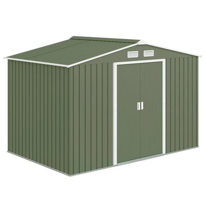9.1'x6.4'x6.3' Garden Storage Shed, Foundation Kit, Double Doors, Light Green Sheds at Gallery Canada