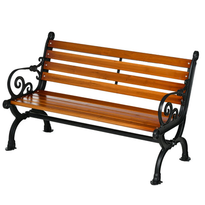 47 Inch Outdoor Garden Bench, Patio Loveseat, 528 lbs. Capacity, Teak Color Outdoor Benches Black, Teak Colour at Gallery Canada