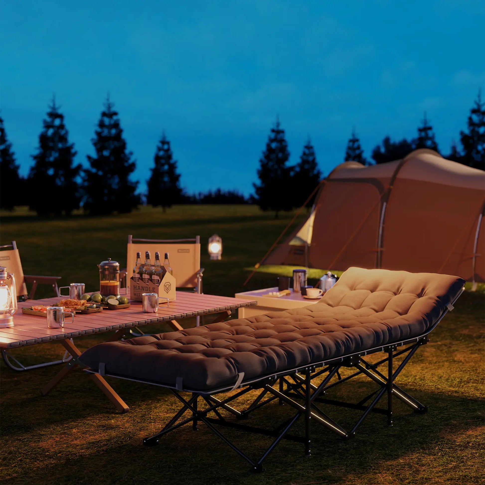 26.8" Wide Folding Bed, Camping Cot with Mattress, Carry Bag, 330 LBS, Dark Grey Camping Cots at Gallery Canada