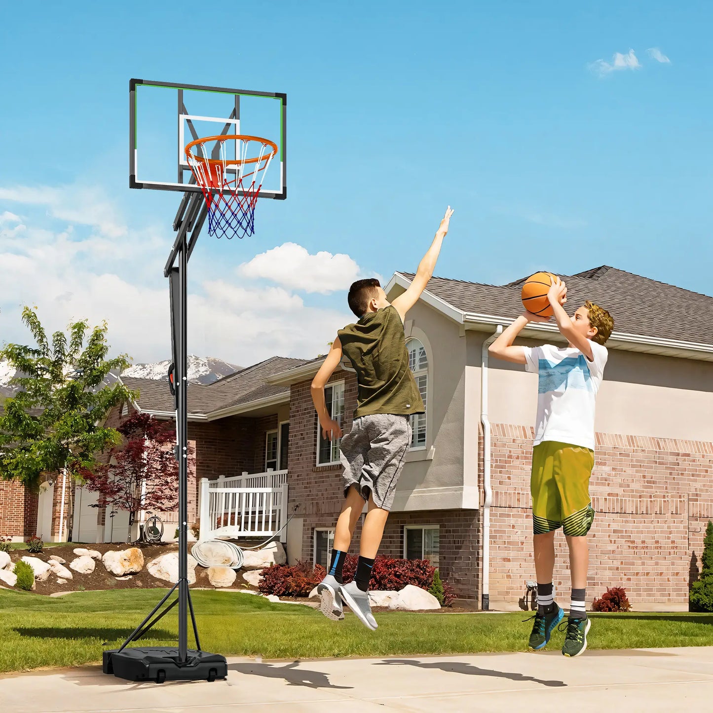 Adjustable Basketball Hoop, 4.1-8.5ft, 33" Shatterproof Board, 18" Rim Basketball at Gallery Canada