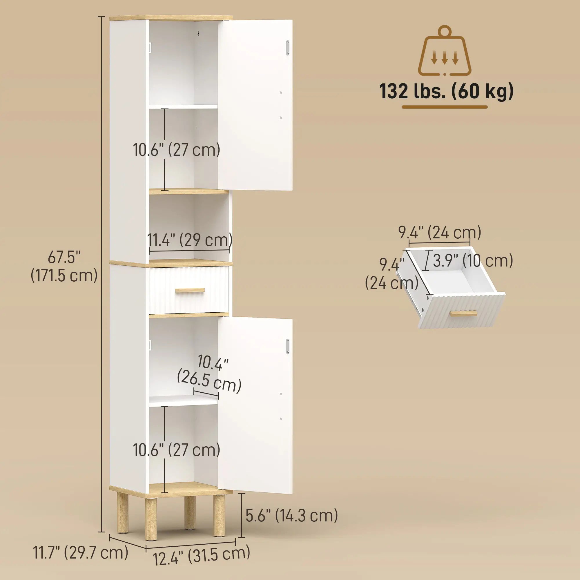Tall Bathroom Storage Cabinet With Drawer, Adjustable Shelves, White Freestanding Bathroom Cabinets at Gallery Canada