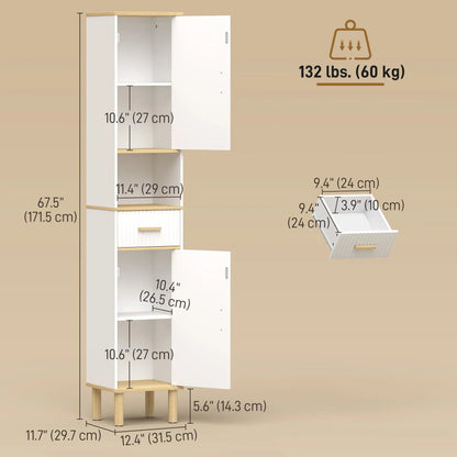 Tall Bathroom Storage Cabinet With Drawer, Adjustable Shelves, White Freestanding Bathroom Cabinets at Gallery Canada