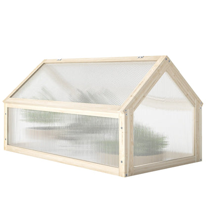 Wooden Cold Frame Greenhouse, Portable Raised Planter, Openable Top, 35.5" x 20.5" x 19.5", Natural Wood Raised Garden Beds Natural at Gallery Canada