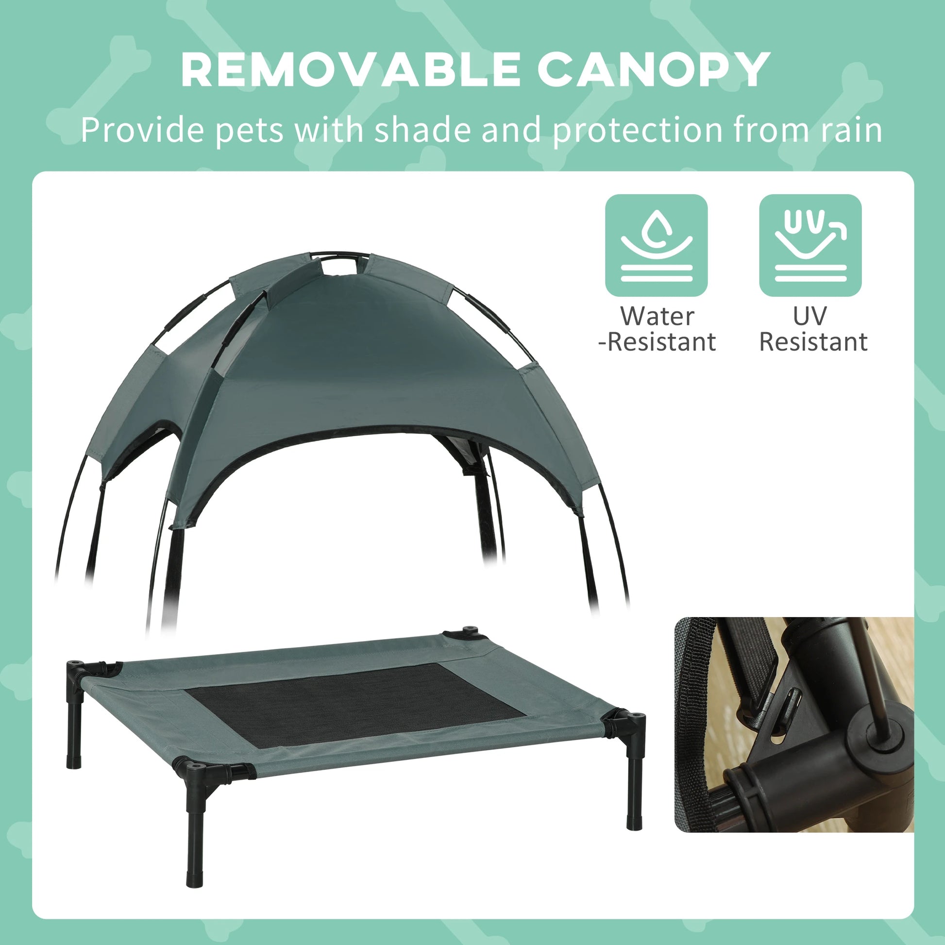Portable Raised Dog Cot with Canopy, Small-Sized, Grey Elevated Dog Beds at Gallery Canada