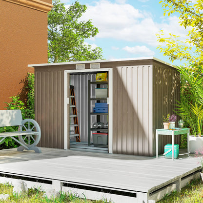 9' x 4' Metal Storage Shed, Foundation Kit, Ventilation, Light Grey Sheds at Gallery Canada
