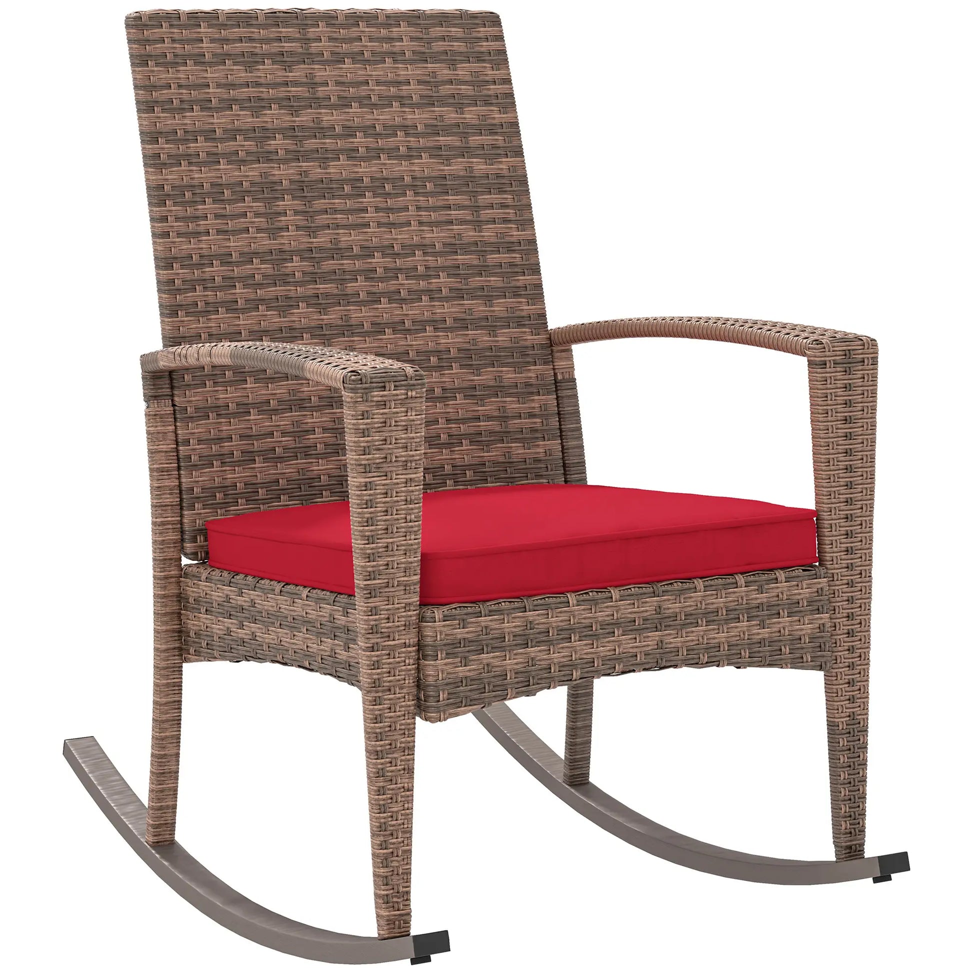 Outdoor PE Rattan Rocking Chair, Garden Glider, Wine Red Outdoor Rocking Chairs at Gallery Canada