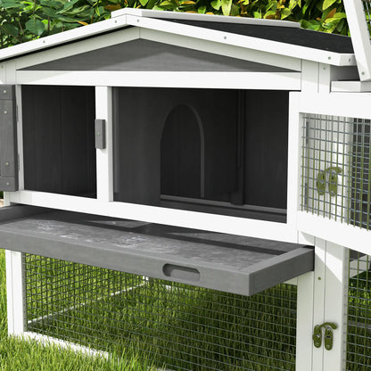Wooden Rabbit Hutch, Guinea Pig House, Removable Tray, Openable Roof, Grey Rabbit Hutch at Gallery Canada