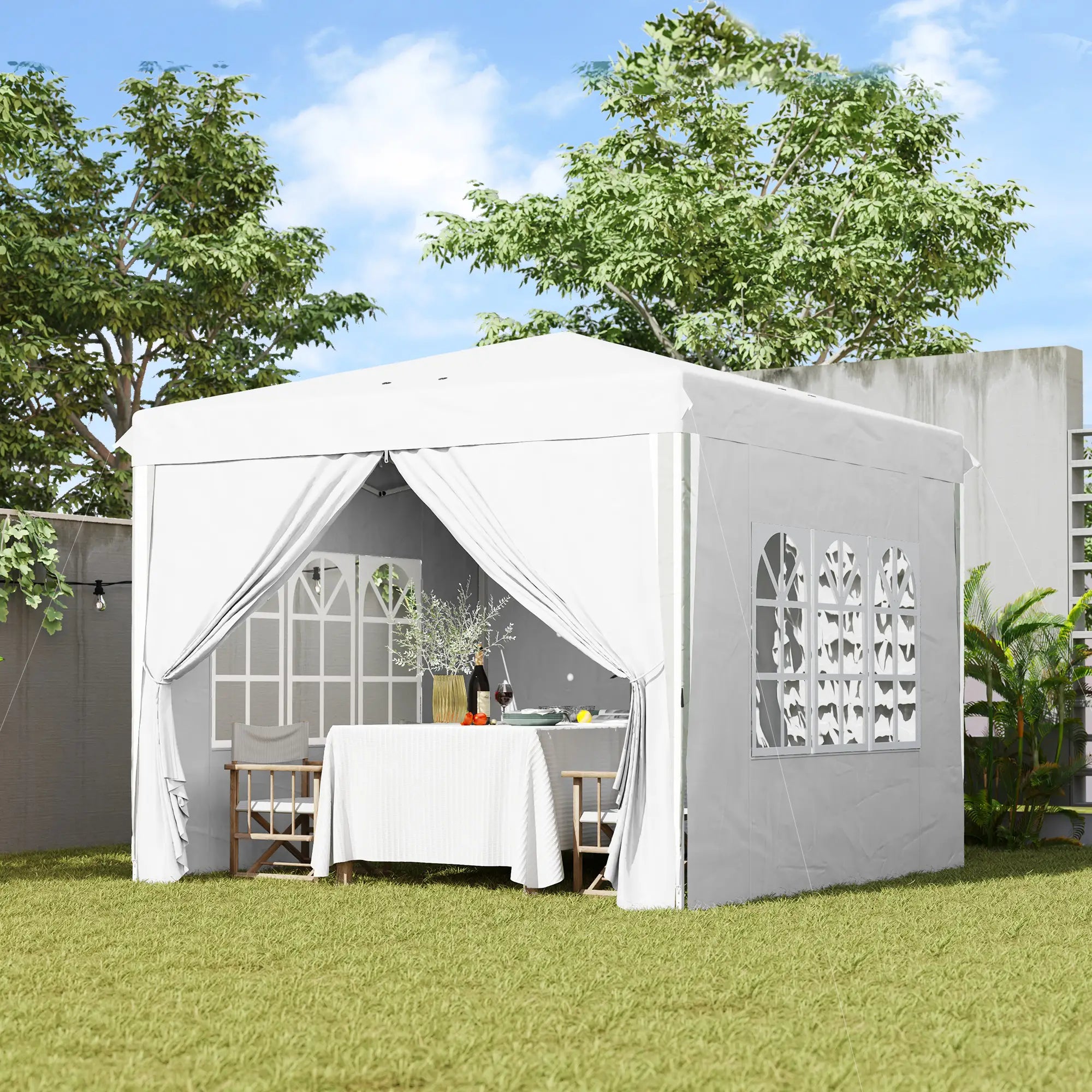 10' x 10' Pop-Up Canopy Tent, Height-Adjustable, Carry Bag Included, White Pop Up Canopies at Gallery Canada