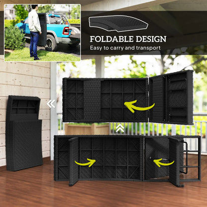 Folding Wicker Outdoor Chaise Lounge, 4-Level Adjustable Backrest, Black Wicker Chaise Loungers at Gallery Canada