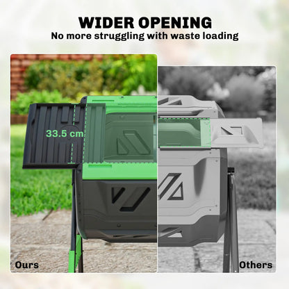53 Gal Dual Chamber Tumbling Composter, Adjustable Vents, BPA Free, Green Garden Accessories at Gallery Canada