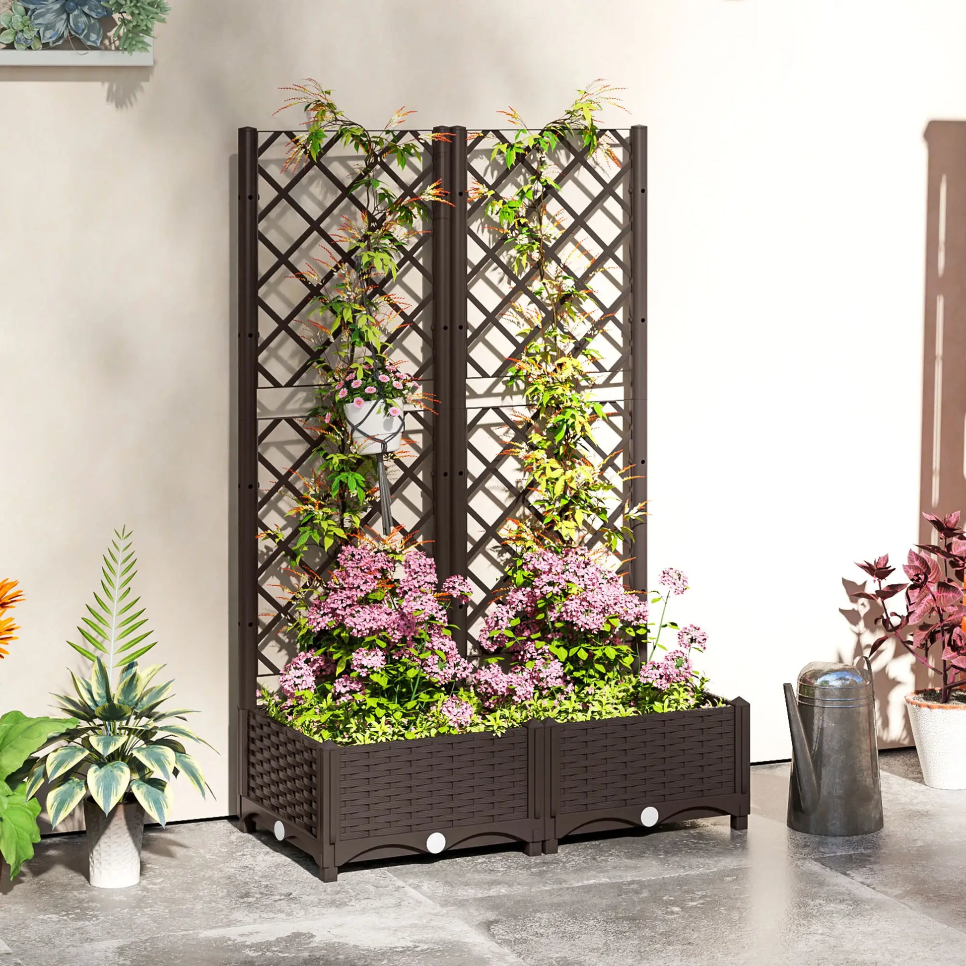 Raised Garden Bed With Trellis, Plastic, 32" x 16" x 48" Raised Garden Beds at Gallery Canada