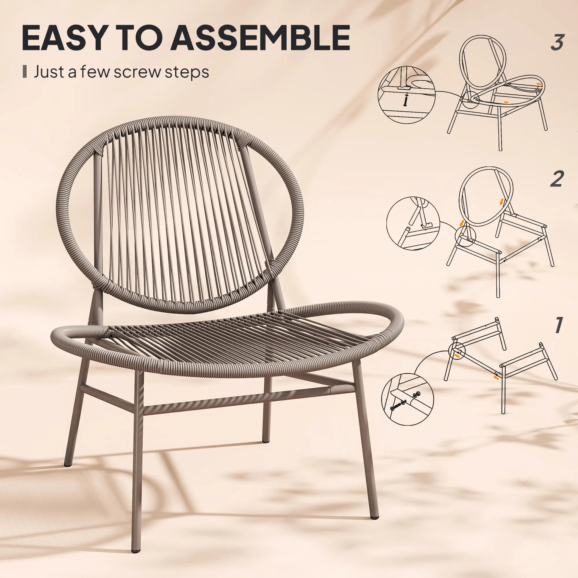 Rattan Bistro Set, 3 Piece Wicker Patio Furniture, Light Grey Bistro Sets at Gallery Canada