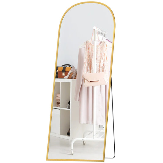 Arched Standing Mirror, 64" x 24", Full Length Mirror, Gold Full Length Mirrors Gold at Gallery Canada
