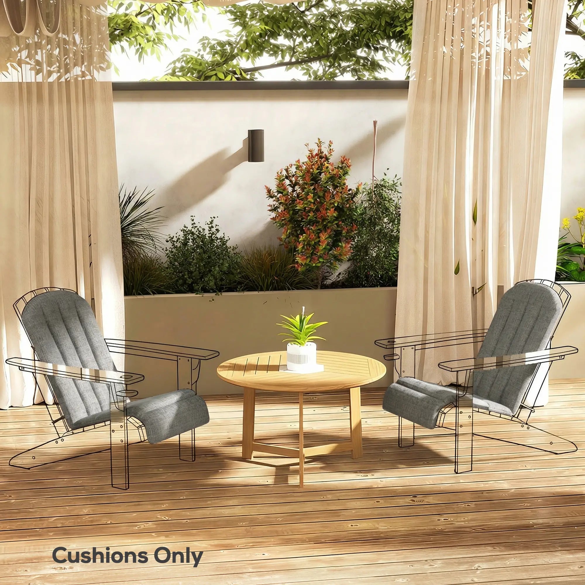 Patio Chair Cushions Set, High Back Adirondack, Dark Grey Patio Chair Cushions at Gallery Canada