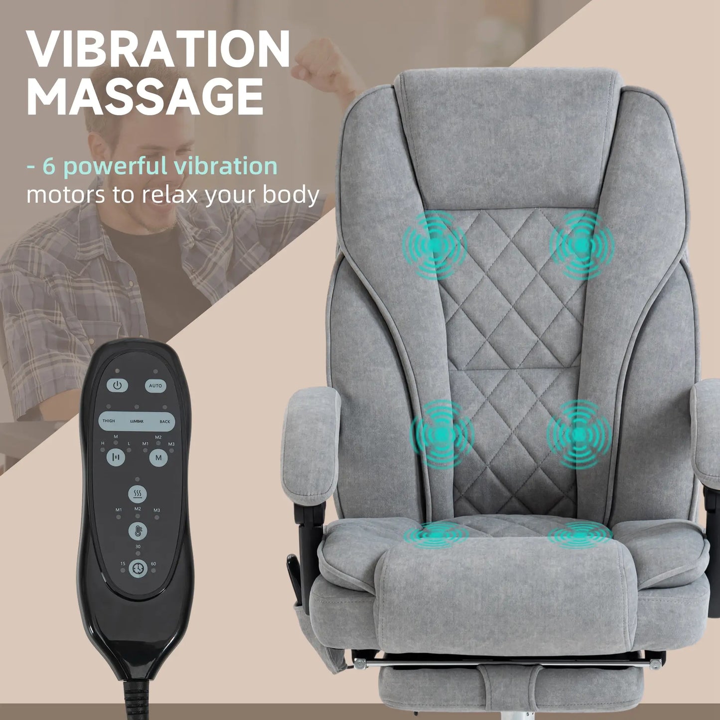 Massage Office Chair, Reclining Computer Chair, Adjustable Height, Footrest, Grey Massage Chairs at Gallery Canada