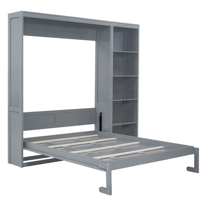 Murphy Bed with Storage, Dual Piston, Space-Saving, 94" L x 16" W x 88.5" H, Grey Bed Frames at Gallery Canada