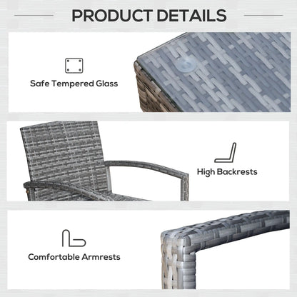 3-Piece Wicker Patio Set, Rattan Bistro with Coffee Table, Cushions, Blue Bistro Sets at Gallery Canada