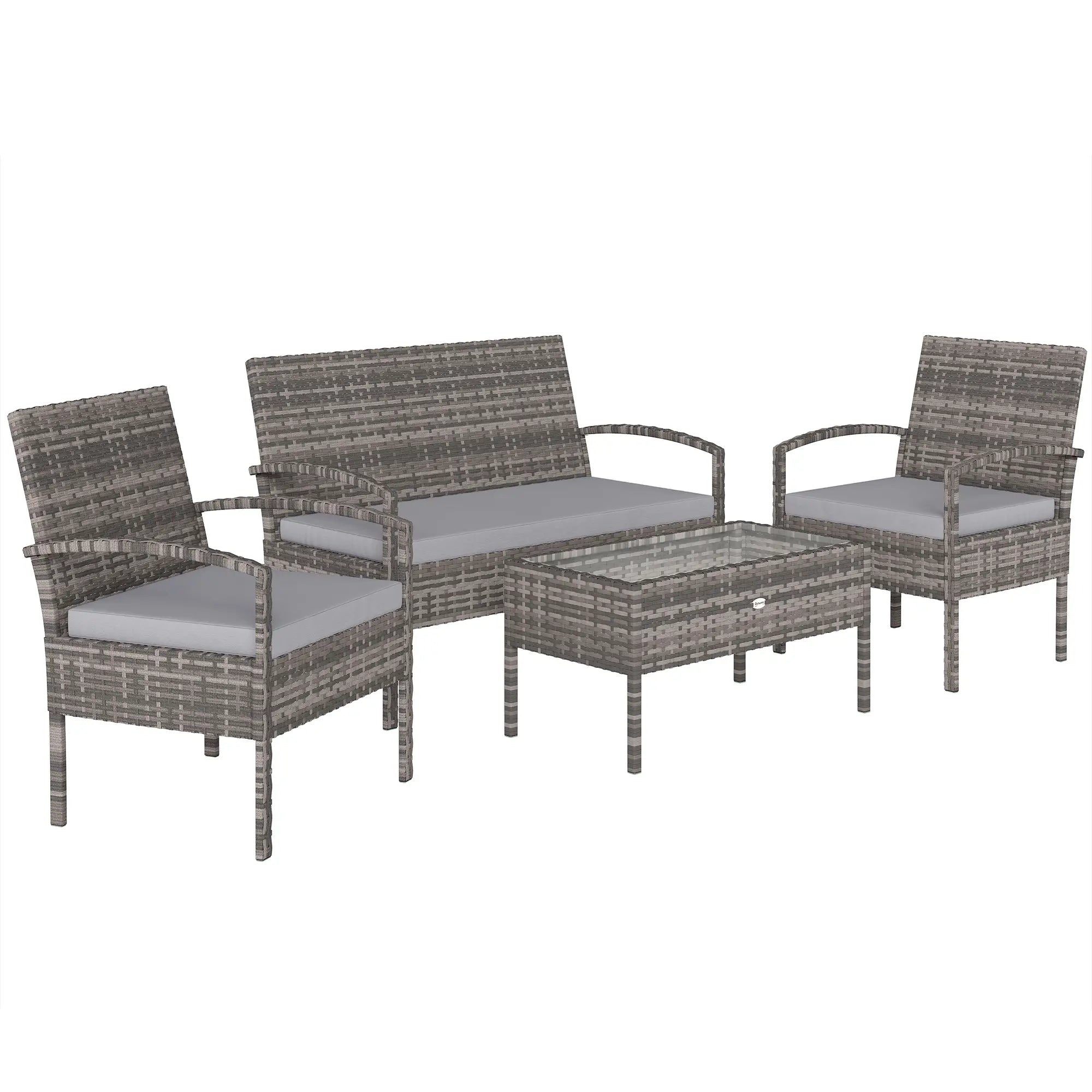 Patio Furniture Set, Loveseat, 2 Armchairs & Coffee Table, Light Grey Patio Furniture Sets at Gallery Canada
