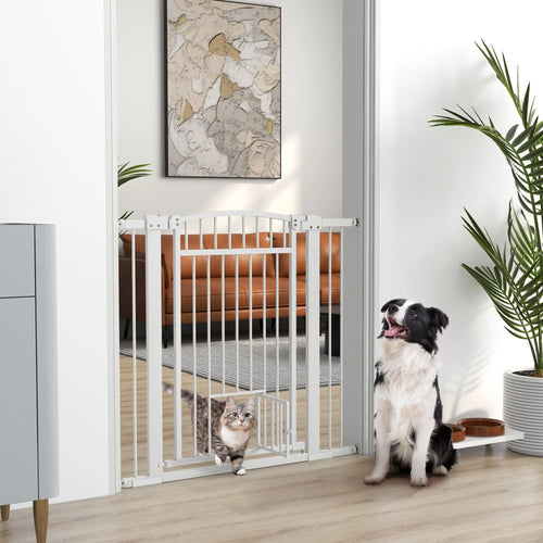 30-41 Inch Extra Wide Pet Gate, 37 Inch H, Small Door, Extension Kit