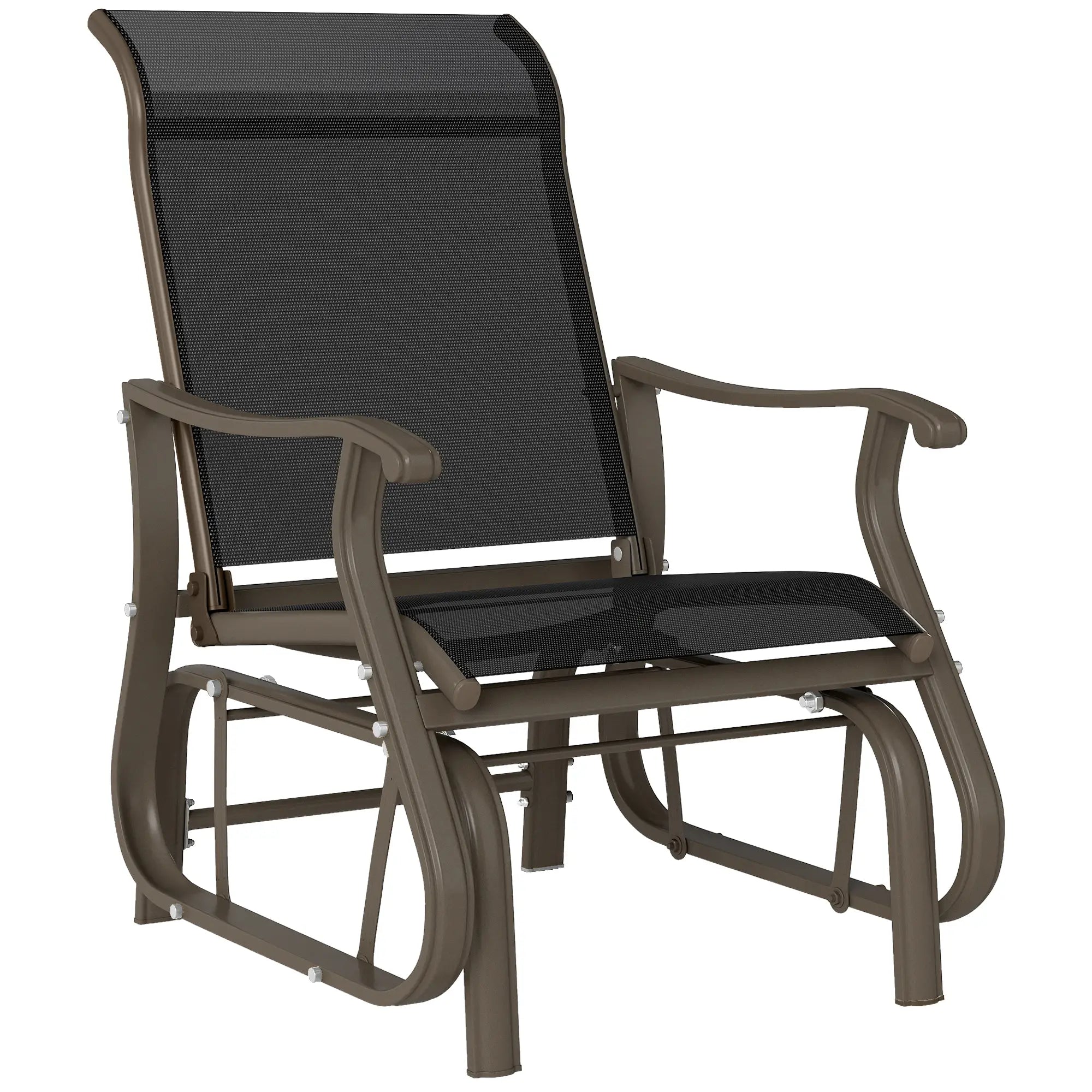 Outdoor Glider Chair, Steel Frame Mesh Fabric, Black Outdoor Gliders at Gallery Canada