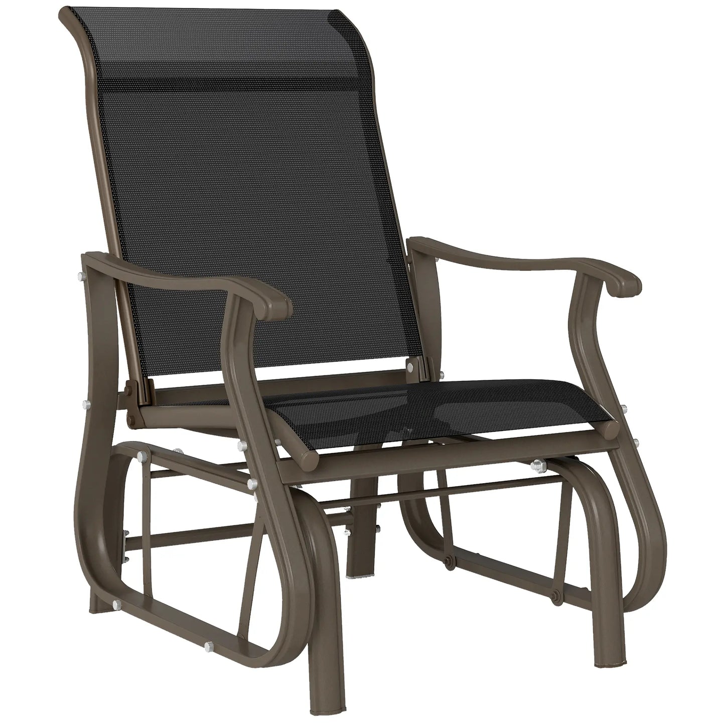 Outdoor Glider Chair, Steel Frame Mesh Fabric, Black Outdoor Gliders at Gallery Canada