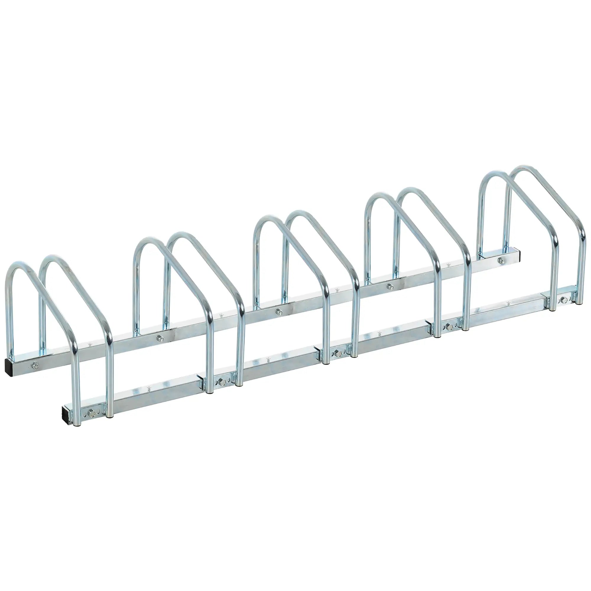 5-Bike Bicycle Floor Parking Rack Cycling Storage Stand Ground Mount Garage Organizer for Indoor and Outdoor Use Silver Bike Parking Stands at Gallery Canada
