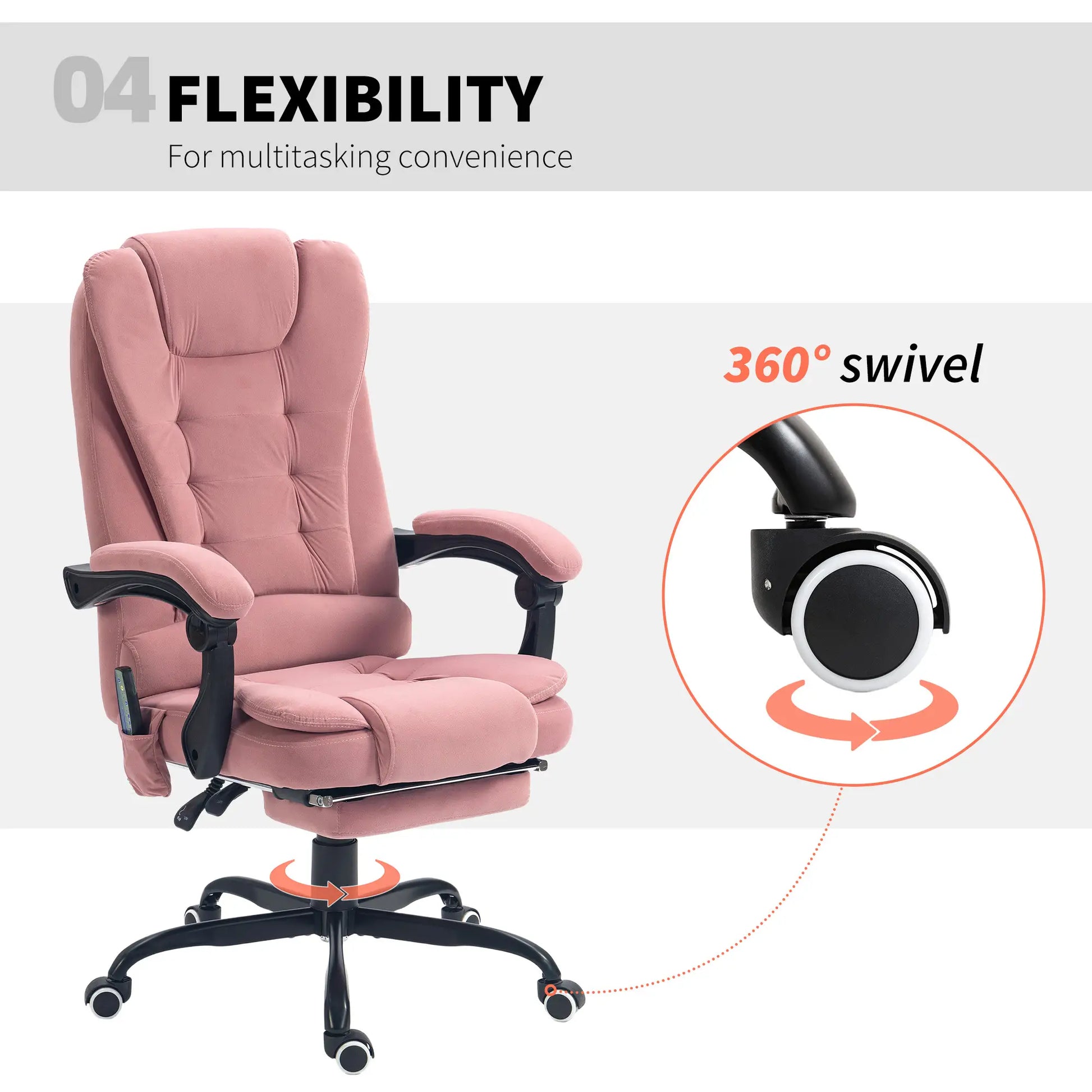 7-Point Vibrating Massage Chair, Reclining with Footrest, Pink Massage Chairs at Gallery Canada