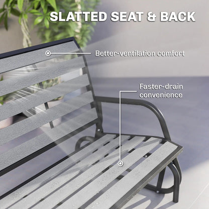2 Person Outdoor Glider Bench, Steel Frame, Faux Wood Slats, Grey Outdoor Gliders at Gallery Canada