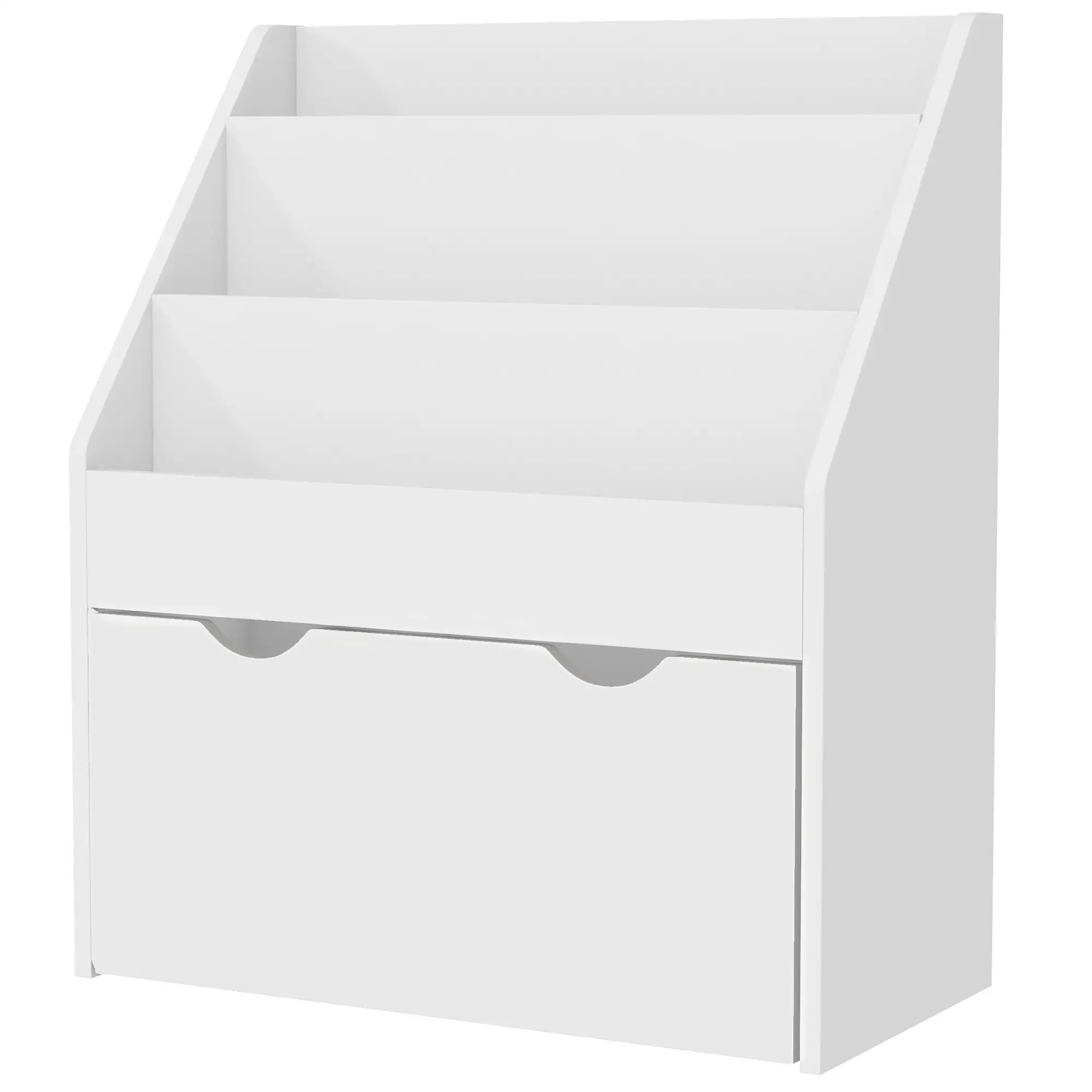 Kids Bookshelf, 3 Tier Display Shelves, Drawer, White Baby & Kids Storage White at Gallery Canada