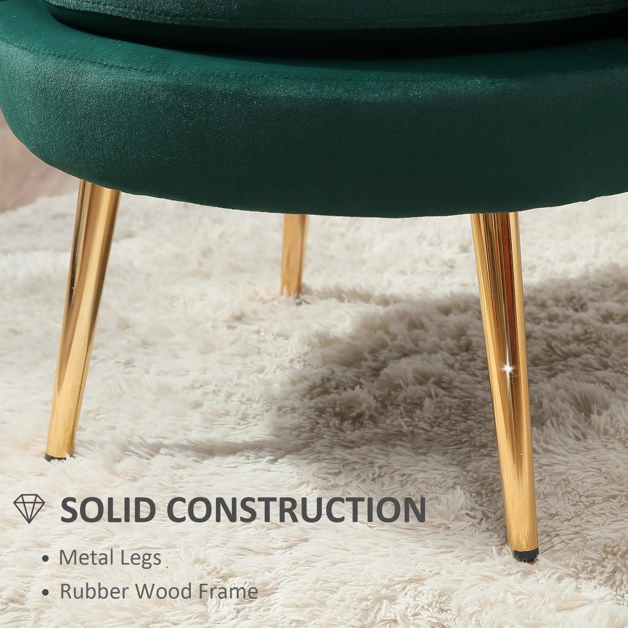 Modern Velvet Accent Chair, Gold Metal Legs, Dark Green Accent Chairs at Gallery Canada