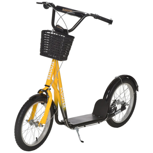 Kids Kick Scooter, Adjustable Handlebar, 2 Brakes, Basket, 16", Orange Scooters Orange, Black at Gallery Canada