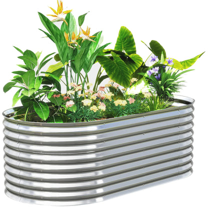 5 x 2.5 x 2ft Galvanized Raised Garden Bed, Oval Planter Box, Silver Raised Garden Beds at Gallery Canada