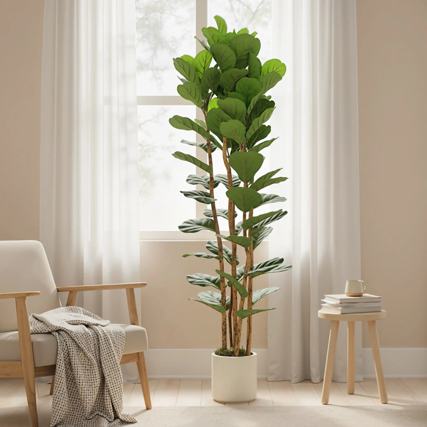 6FT Artificial Fiddle Leaf Fig Tree, Fake Potted Tree, Green Artificial Trees at Gallery Canada