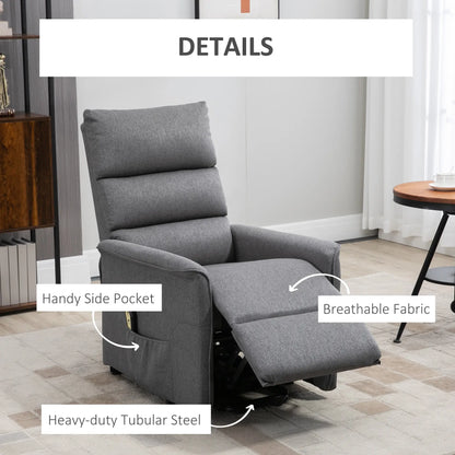 Power Lift Chair Recliner, Remote Control, Side Pockets, Dark Grey Electric Power Lift Chairs at Gallery Canada