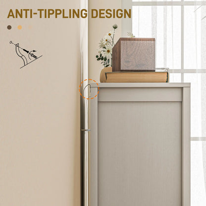 Sideboard Buffet, Kitchen Cabinet with Barn Door, Adjustable Shelves, White Wood Grain, White Bar Cabinets at Gallery Canada