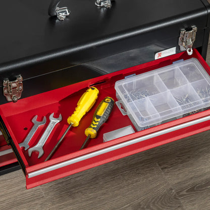 20" Portable Metal Tool Box, 3 Drawer Lockable Chest, Red Tool Organizers at Gallery Canada