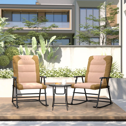 3-Piece Foldable Rocking Chair Set, Light Brown Outdoor Rocking Chairs at Gallery Canada