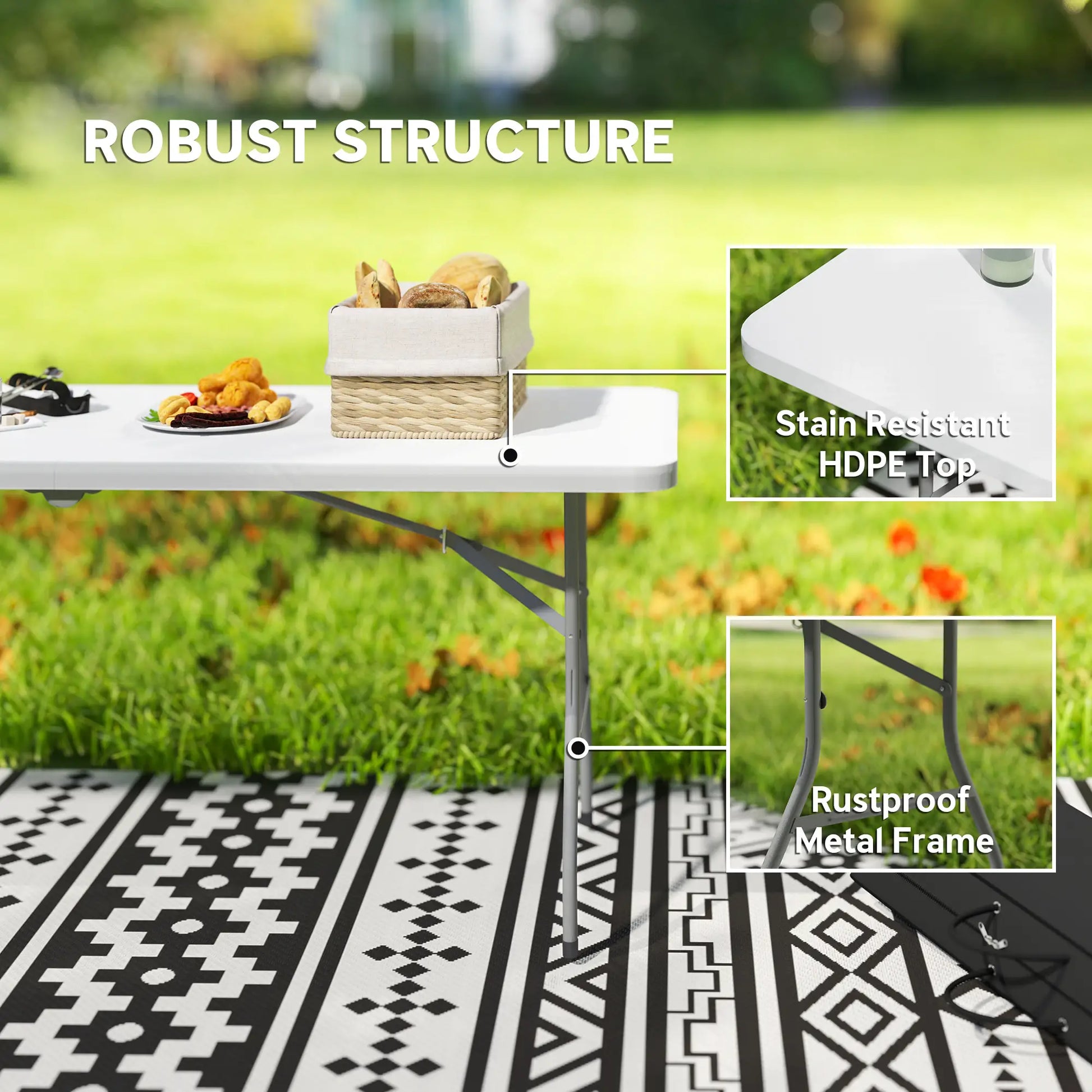 6ft Folding Table, Portable Plastic Camping Table, Outdoor Indoor Picnic Picnic Tables & Camping Chairs at Gallery Canada