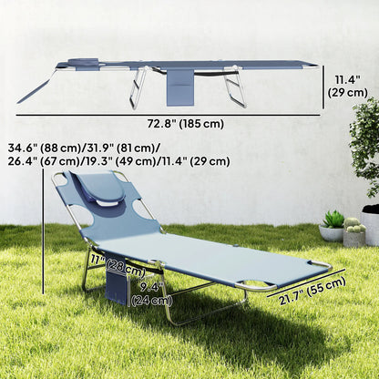 Folding Outdoor Lounge Chair, 5-Level Tanning Chair, Grey Lounger Chairs at Gallery Canada