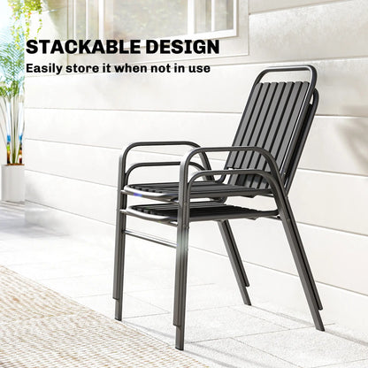 Stackable Outdoor Dining Chairs Set Of 2, Black Patio Chairs at Gallery Canada