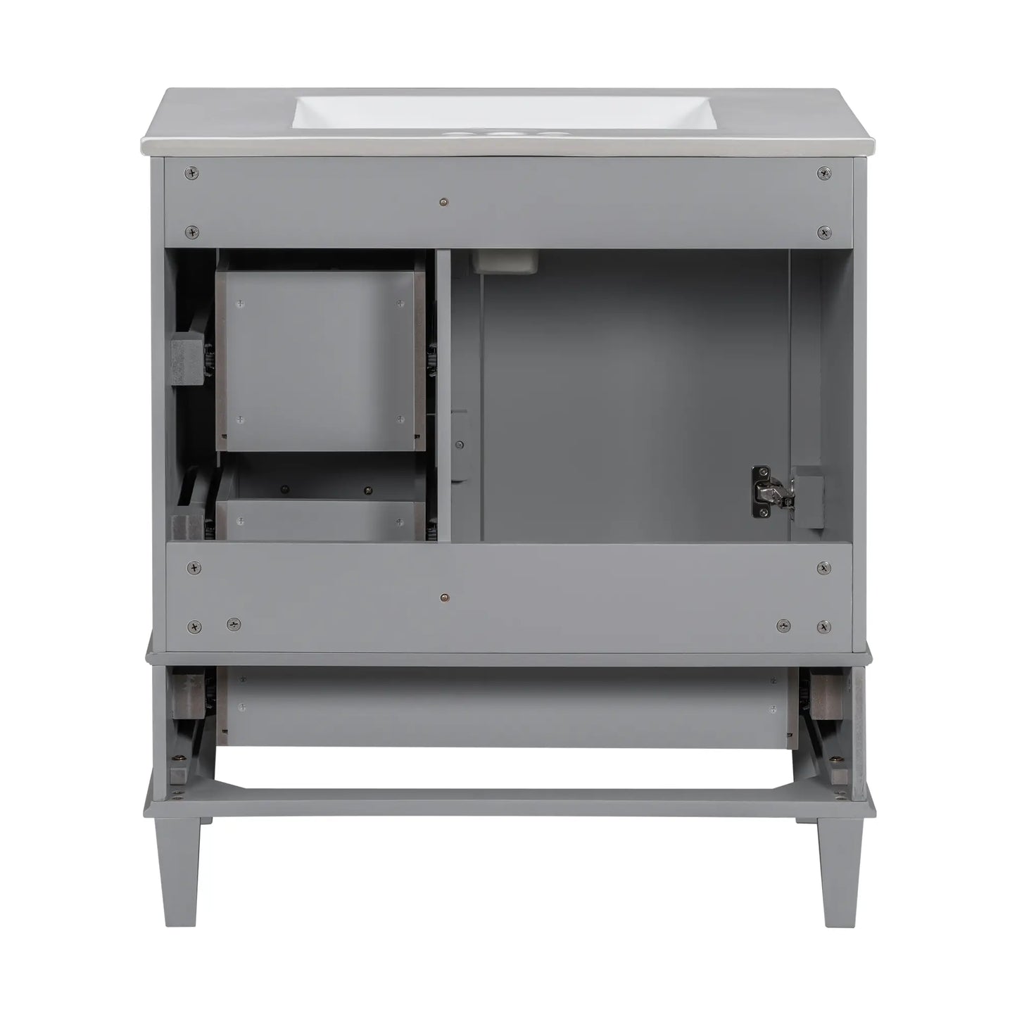 Bathroom Vanity with Sink, Solid Wood, Storage Cabinet, 30" L x 18" W x 34" H, Grey Sink Cabinets at Gallery Canada