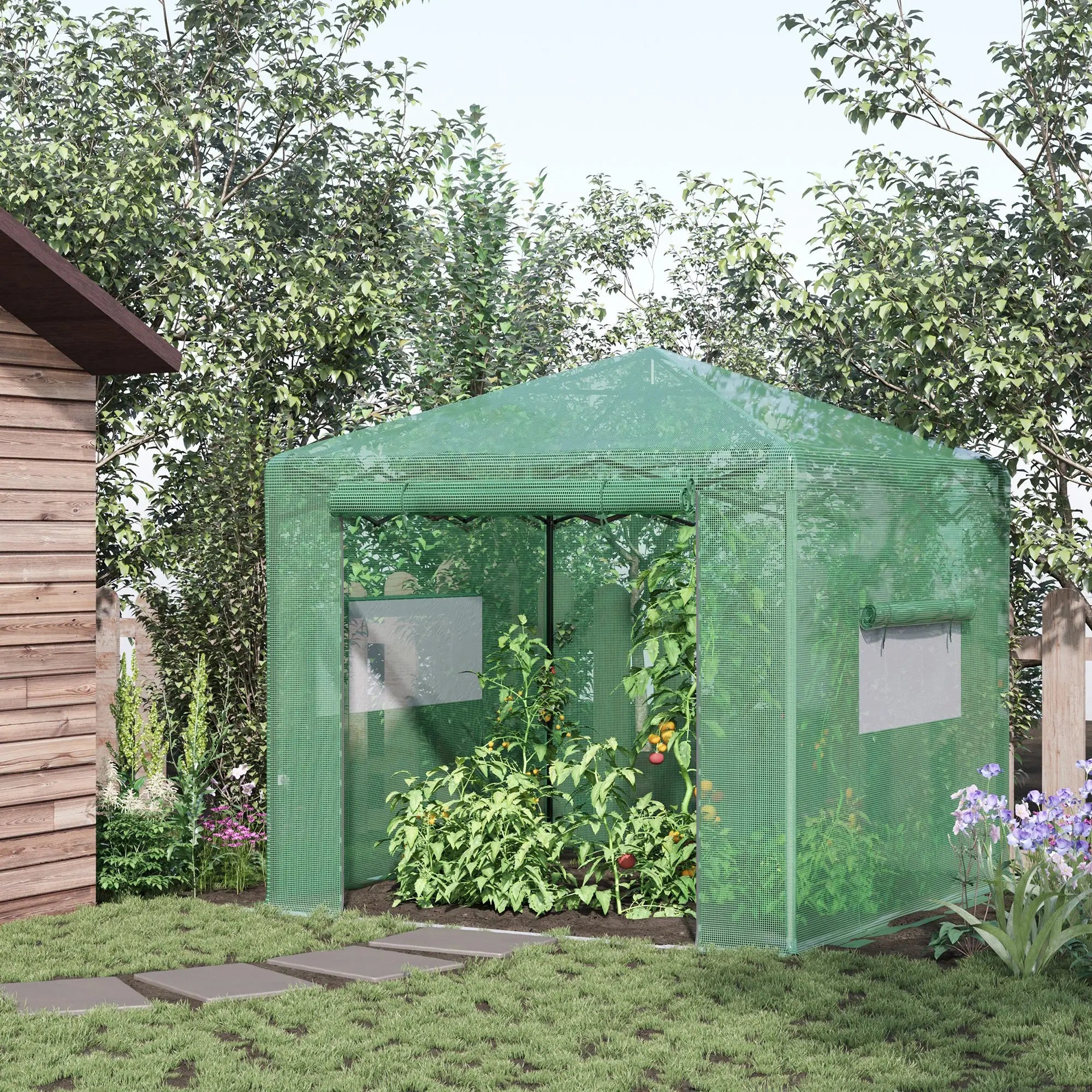 8' x 6' Portable Pop Up Greenhouse, Outdoor Walk-in, Green Walk In Greenhouses at Gallery Canada