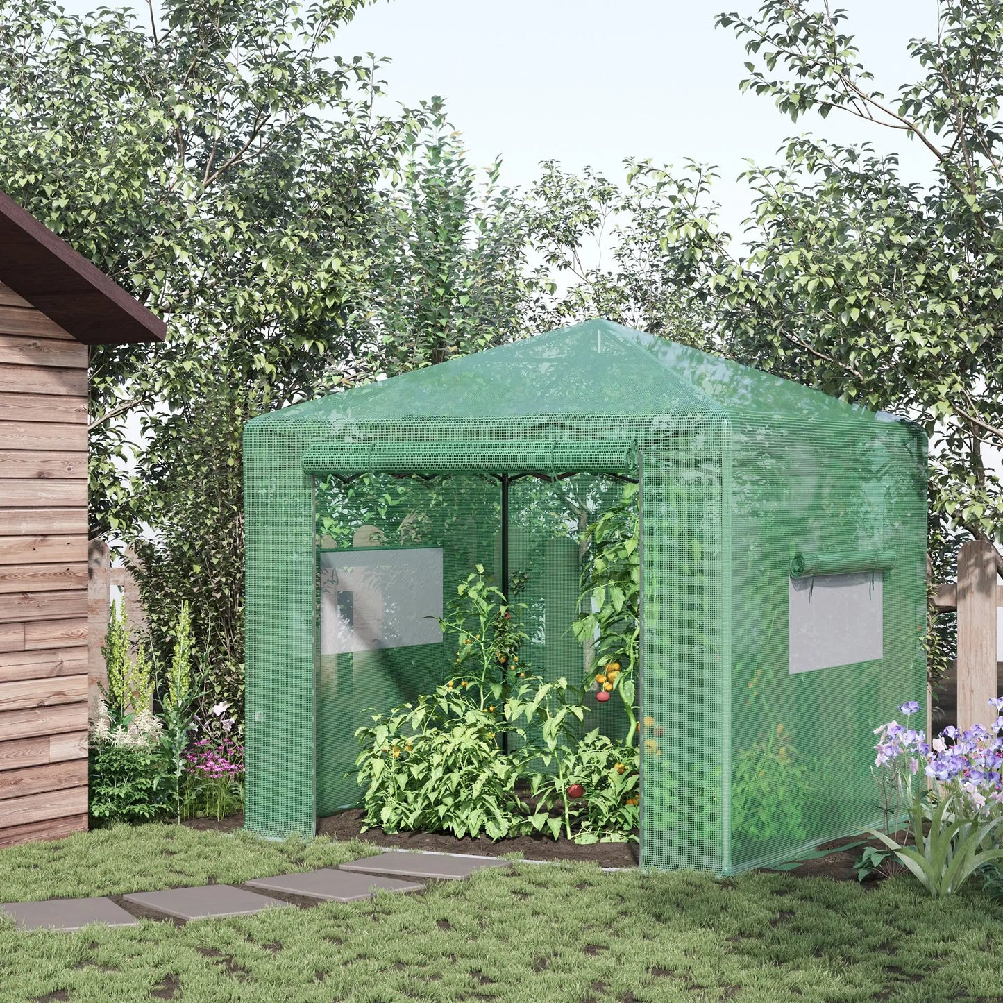 8' x 6' Portable Pop Up Greenhouse, Outdoor Walk-in, Green Walk In Greenhouses at Gallery Canada