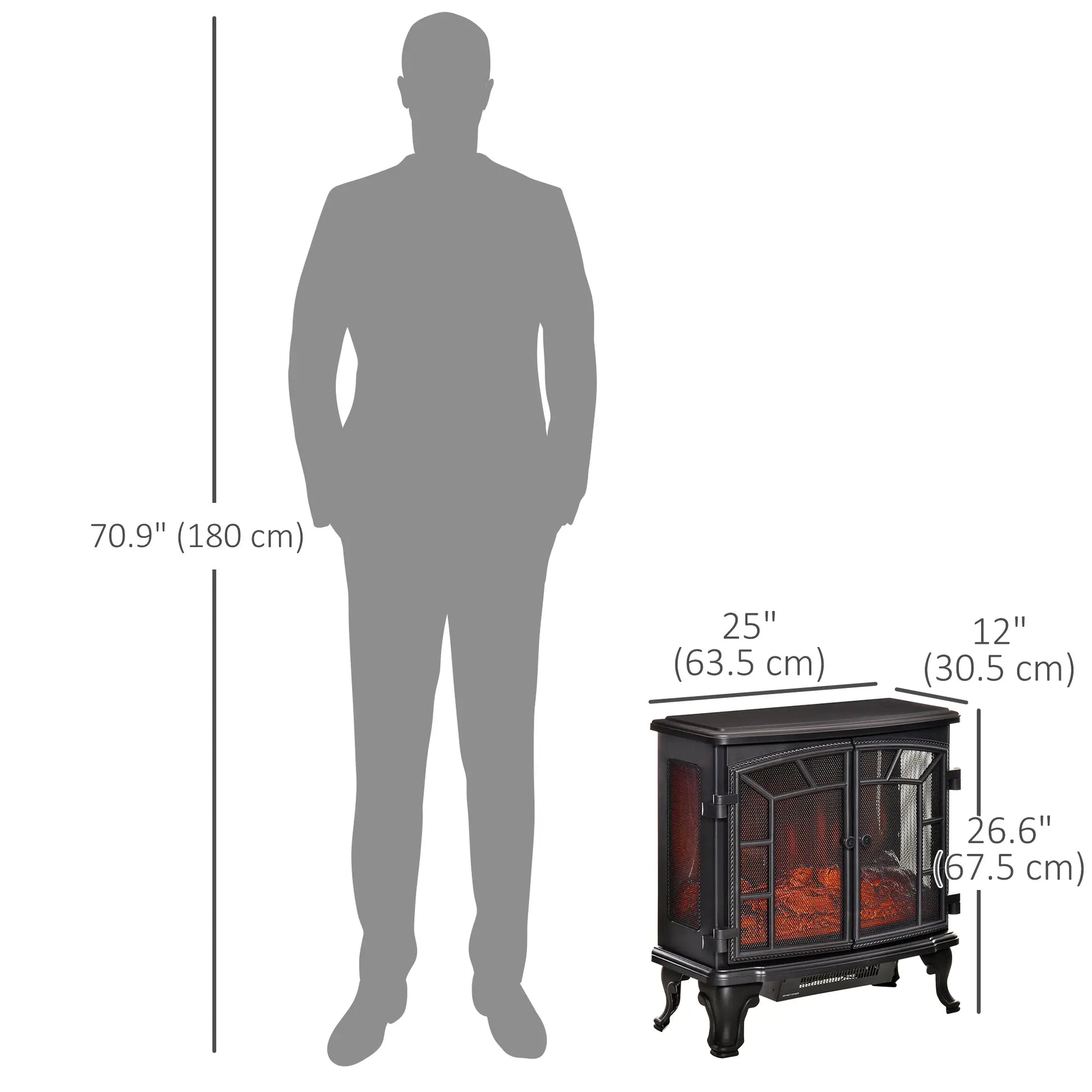 Electric Fireplace Heater, Freestanding, Realistic Flame, Timer, Overheat Protection, 750W/1500W, Black Electric Fireplaces at Gallery Canada