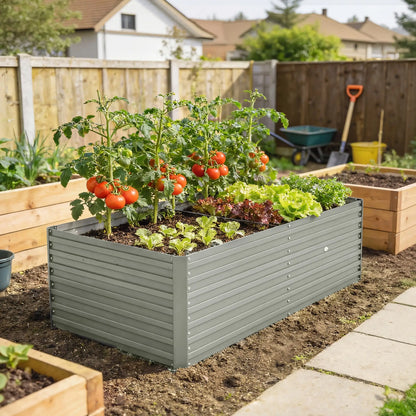 5' x 3' x 2' Galvanized Raised Garden Bed, Light Grey Planter Box, Light Grey Galvanized Planter Boxes at Gallery Canada