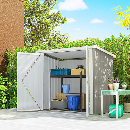5' x 3' Metal Garden Storage Shed, Tool House With Double Doors