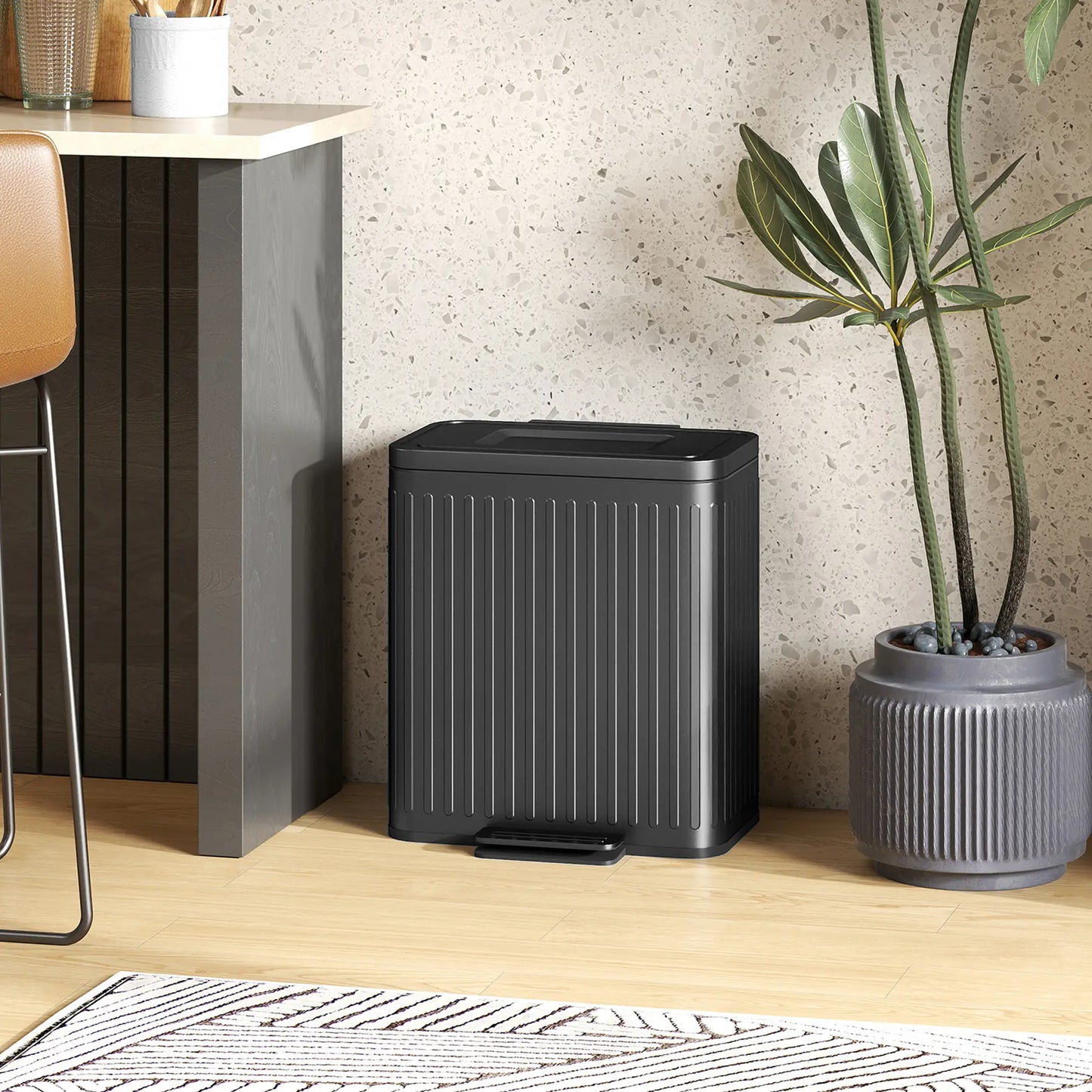 Trash Can, 2 x 5.3 Gallon, Soft Close Lid, Removable Inner Buckets