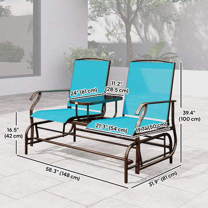2 Person Outdoor Glider Rocking Chair, Garden Bench, Blue Outdoor Gliders at Gallery Canada